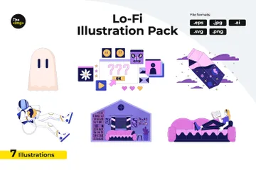 Ambiances esthétiques Lo Fi Pack d'Illustrations