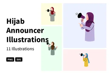 Locutor Hijab Pacote de Ilustrações