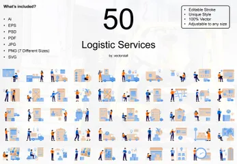 Logistic Services Illustration Pack