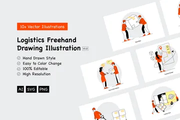 Logistics Freehand Illustration Pack