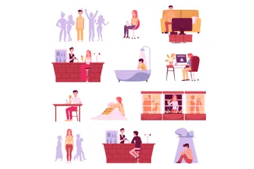 Lonely People Illustration Pack