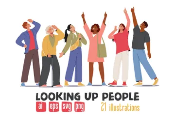 Looking Up People Illustration Pack