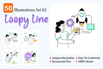 Loopy-Linie Illustration Pack