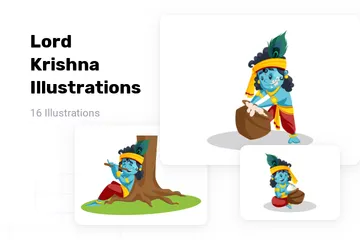 Lord Krishna Illustration Pack