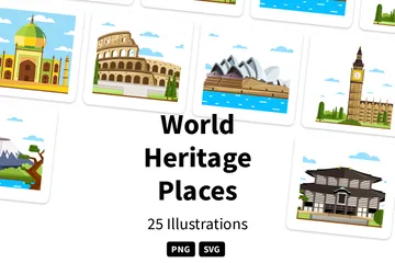 Lugares Patrimonio de la Humanidad Paquete de Ilustraciones