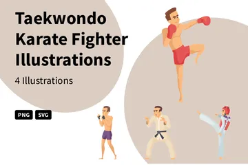 Lutador de Taekwondo Karatê Pacote de Ilustrações
