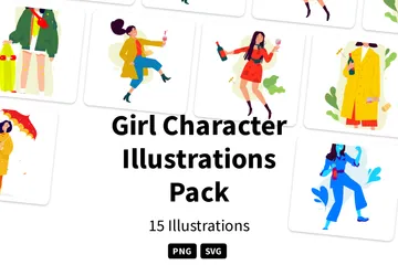 Mädchen Charakter Illustrationspack