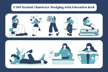 Studentin, Charakter Illustrationspack