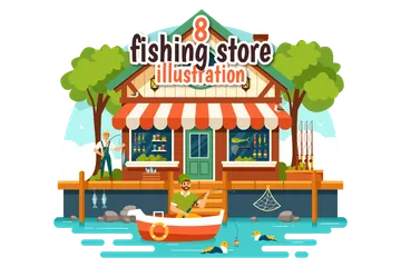 Magasin de pêche Pack d'Illustrations