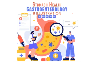 Magengesundheit Gastroenterologie Illustrationspack