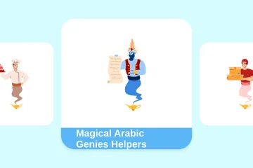 Magical Arabic Genies Helpers Illustration Pack