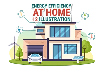 Maison économe en énergie Pack d'Illustrations