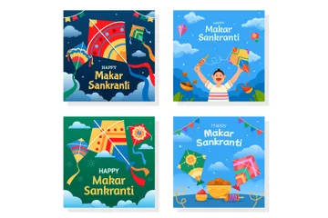 Celebración de Makar Sankranti Paquete de Ilustraciones
