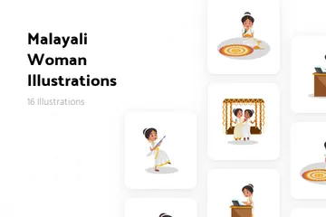 Malayali Woman Illustration Pack