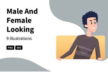 Male And Female Looking Peeping Illustration Pack