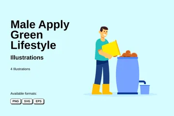Male Apply Green Lifestyle Illustration Pack