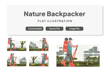 Male Backpacker Illustration Pack