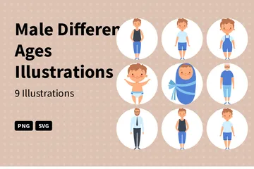 Male Different Ages Illustration Pack
