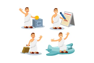 Male Hajj Pilgrimage Illustration Pack