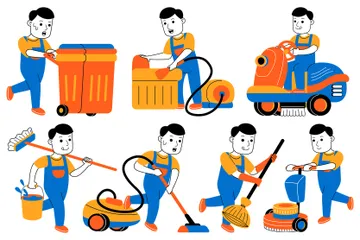 Male Housekeeper Illustration Pack