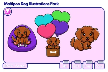 Maltipoo Dog Illustration Pack