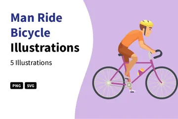 Man Ride Bicycle Illustration Pack