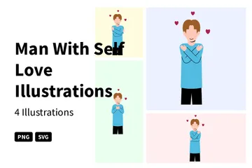 Man With Self Love Illustration Pack