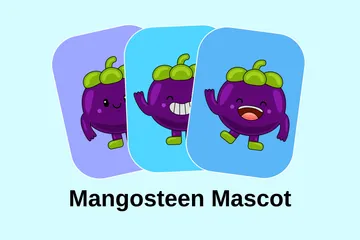 Mangostan-Maskottchen Illustrationspack