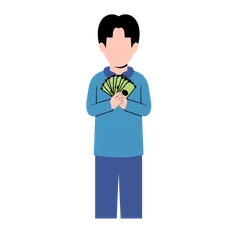 Mann hält Geld Illustrationspack