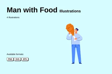 Mann mit Essen Illustrationspack