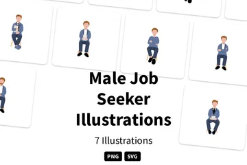 Männlicher Arbeitssuchender Illustrationspack