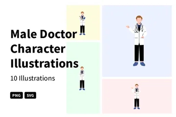 Männlicher Arzt Charakter Illustrationspack