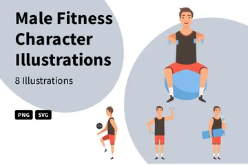 Männlicher Fitness-Charakter Illustrationspack