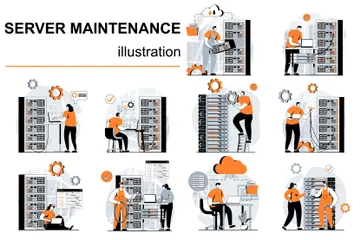 Manutenção do servidor Pacote de Ilustrações