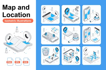 Map And Location Illustration Pack