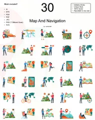 地図とナビゲーション イラストパック