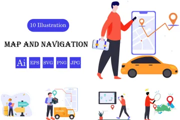 Map And Navigation Illustration Pack