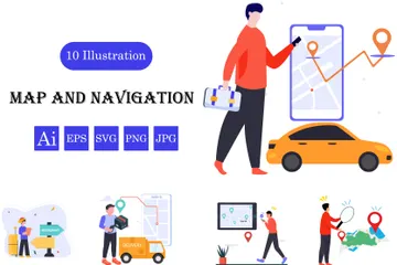 Mapa e navegação Pacote de Ilustrações