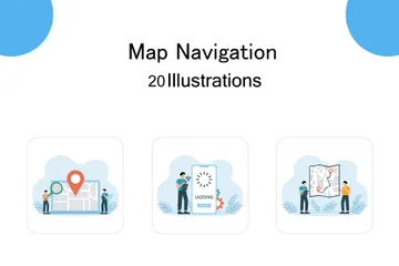 Navegação no mapa Illustration Pack