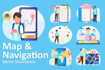 Mapa y navegación Illustration Pack