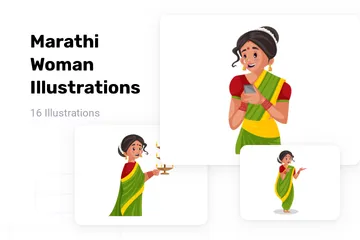 Marathi Woman Illustration Pack