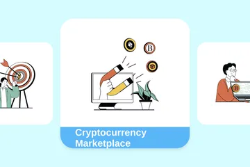Marché de crypto-monnaie Pack d'Illustrations