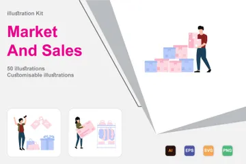 Marché et ventes Pack d'Illustrations