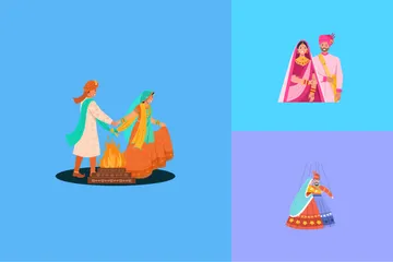 Mariage au Rajasthan Pack d'Illustrations