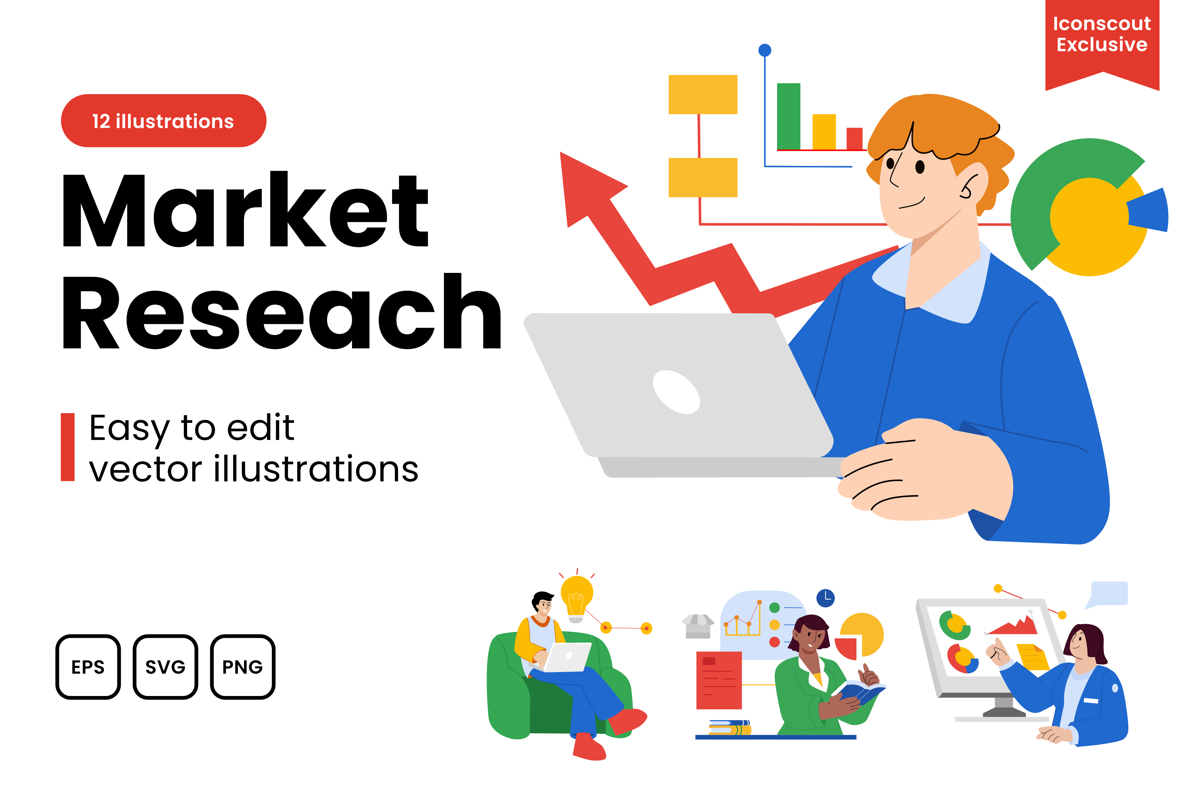Premium Market Research Illustration pack from People Illustrations