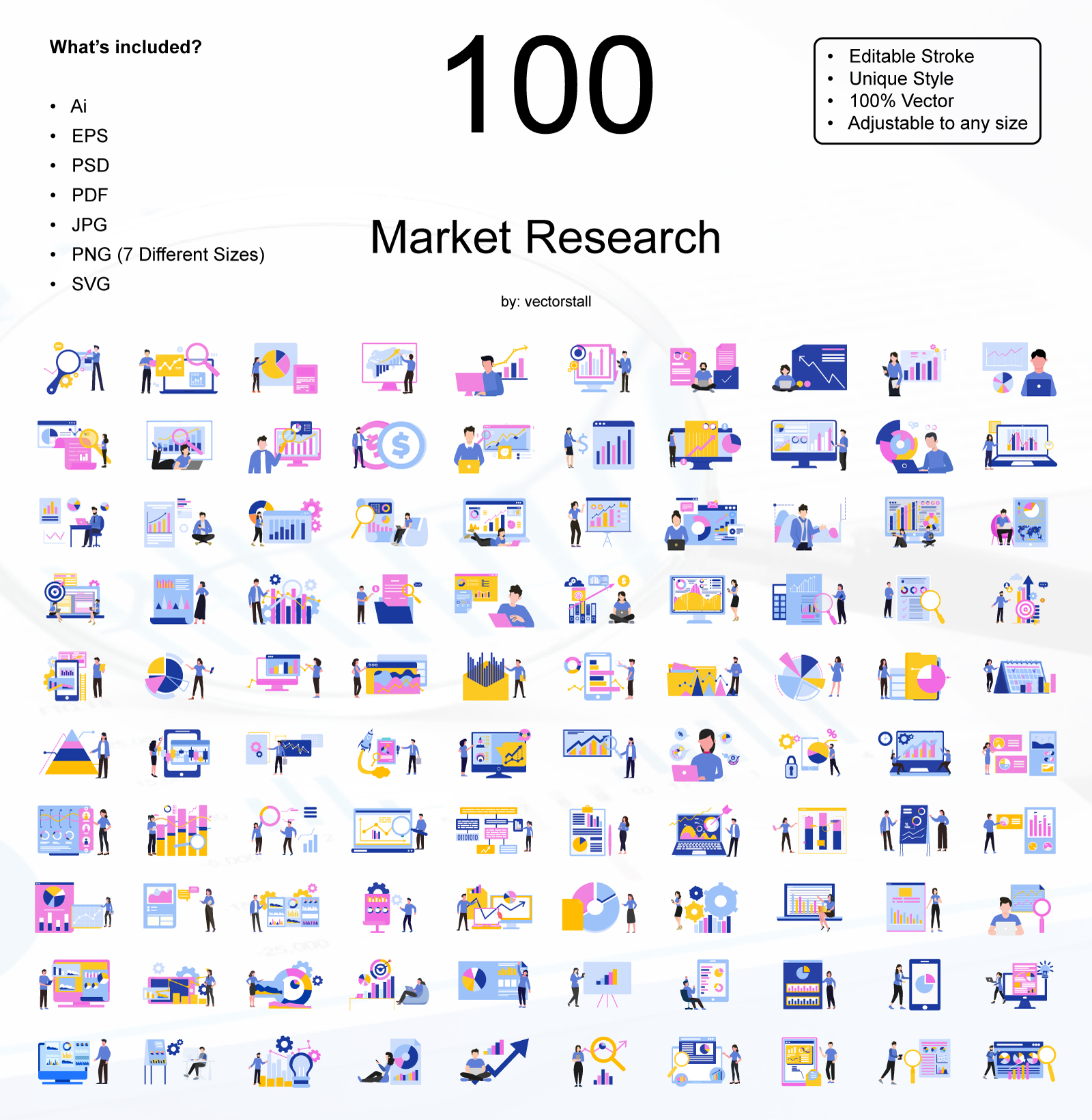 Premium Market Research Illustration pack from Business Illustrations