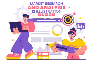 Market Research And Analysis Illustration Pack