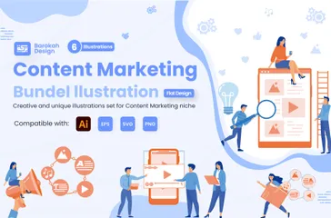 Marketing de contenidos Paquete de Ilustraciones