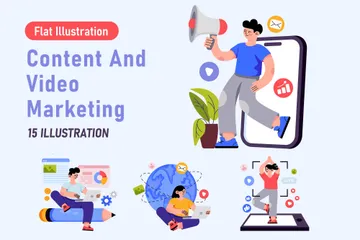 Marketing de contenu et vidéo Pack d'Illustrations