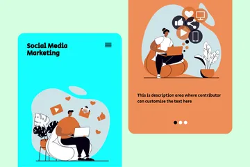 Marketing de mídia social Pacote de Ilustrações